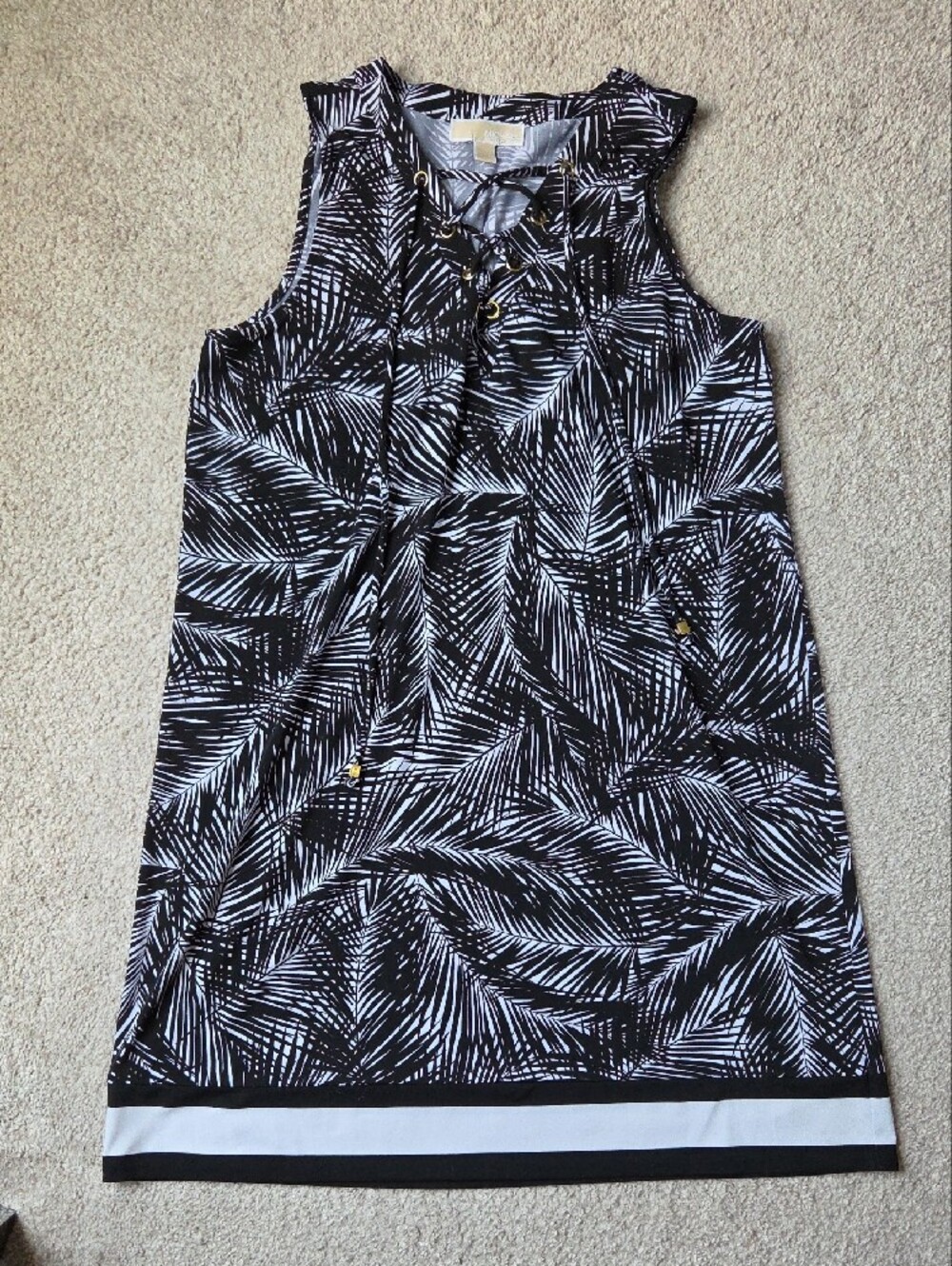 Michael Kors Black & White Palm Print Dress